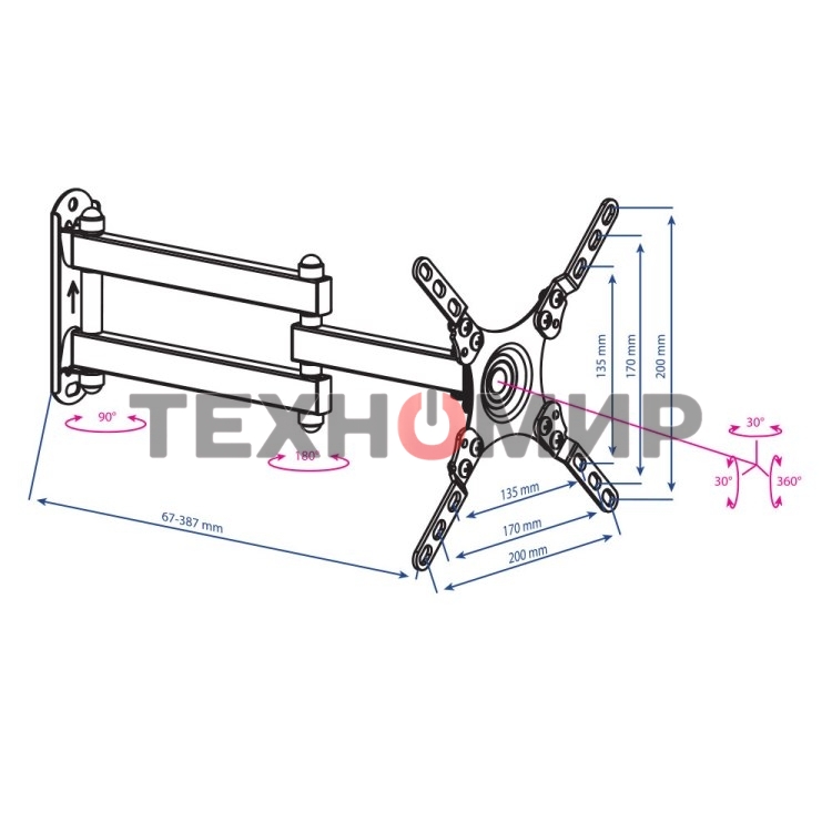 Кронштейн для LED/LCD телевизоров Kromax DIX-13 черный