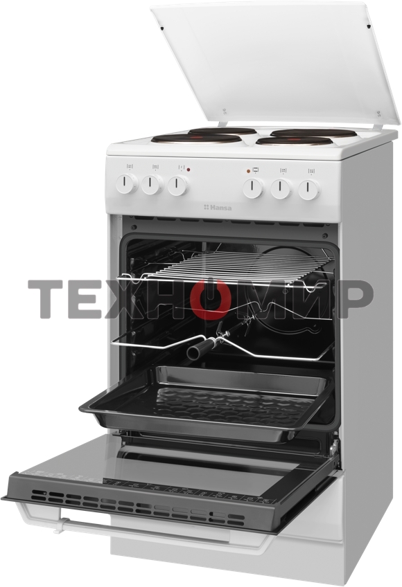 Плита электрическая Hansa FCEW54120 белый, конфорок 4 шт, духовка 62 л, 50 см x 85 см x 60 см