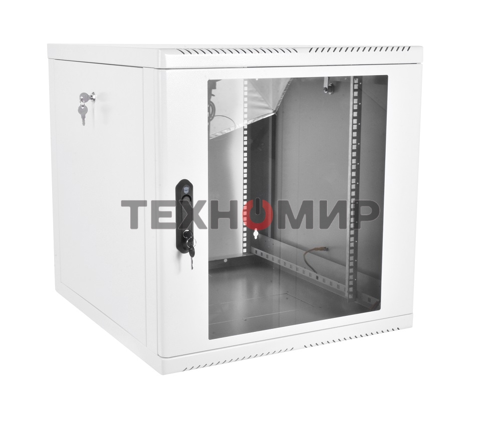 Шкаф настенный ЦМО ШРН-М-12.500 12U 600x520мм пер.дв.стекл съемные бок.пан. 50кг серый