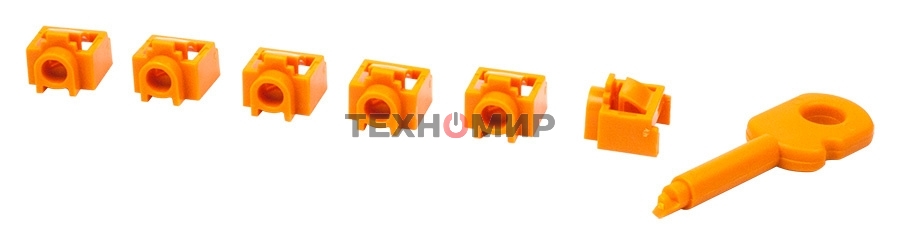 Комплект заглушек порта RJ-45 (6 шт.) + ключ, оранжевый