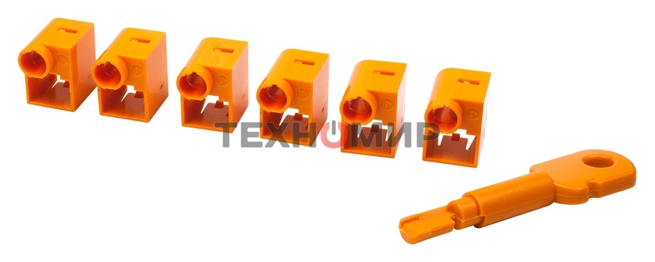 Комплект блокираторов коннектора RJ-45 (6 шт.) + ключ, оранжевый