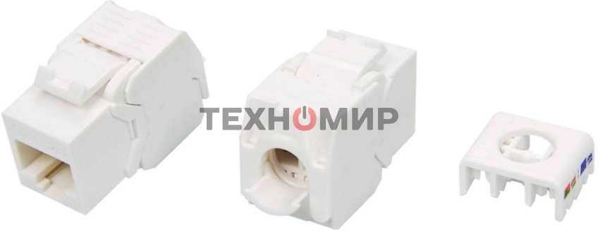 Модуль универсальный Hyperline KJ8, keystone, 1хRJ45, 180°, кат. 5е, неэкр., цвет: белый