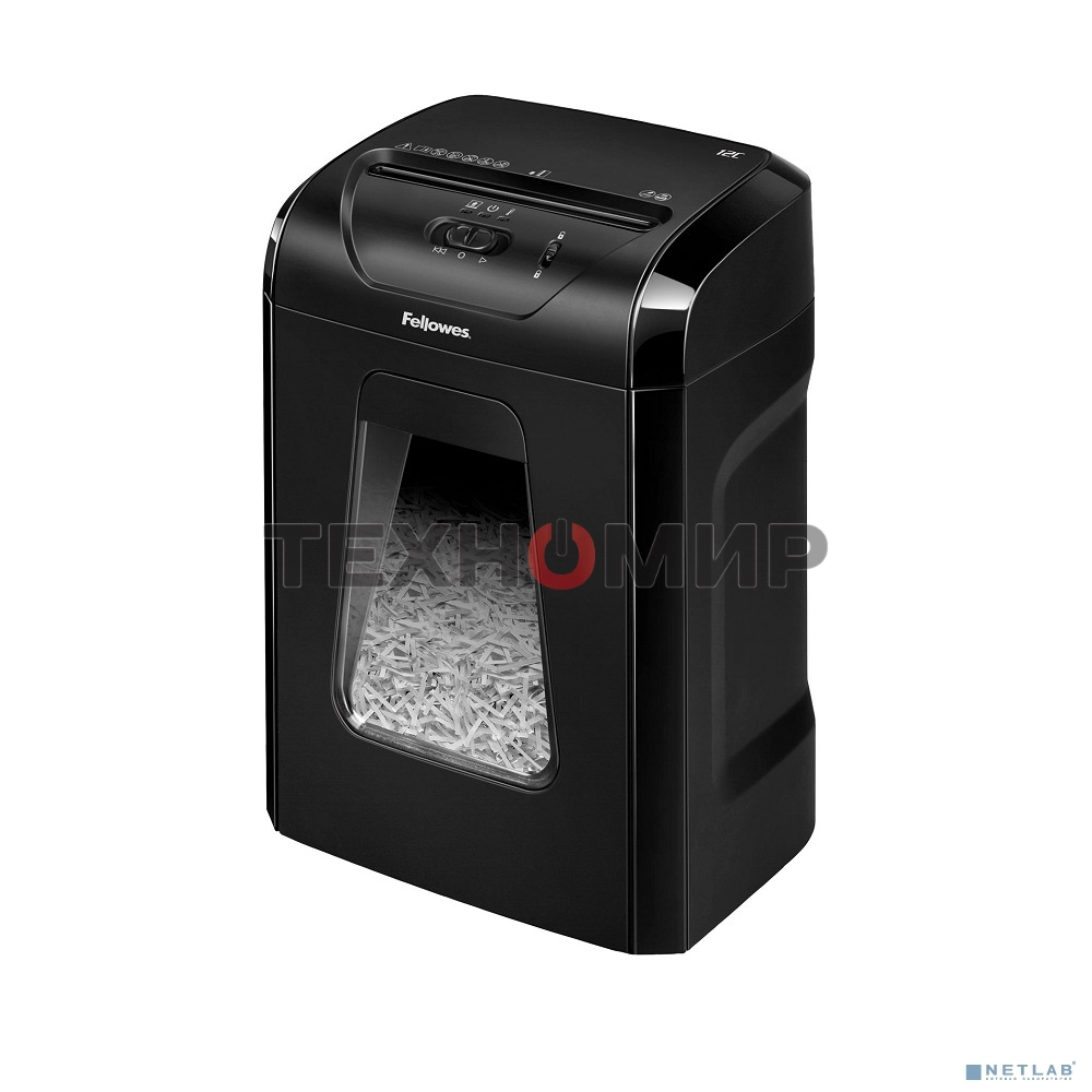 Шредер Fellowes PowerShred 12C FS-71201 DIN P-4, 4х40мм, 12лст., 18лтр.,Safety Lock
