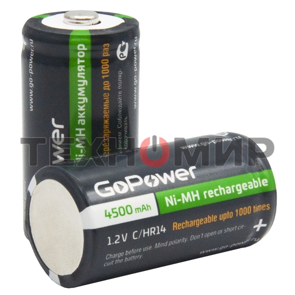 Аккумулятор бытовой GoPower HR14 C BL2 NI-MH 4500mAh блистер (2 шт.)