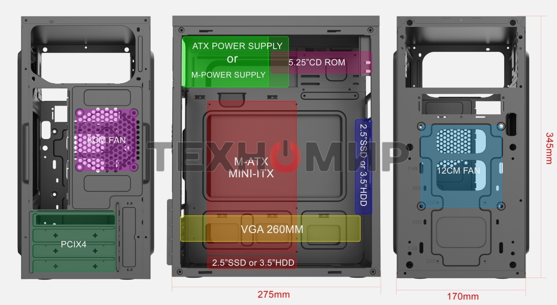 Компьютерный корпус Case Forza mATX case, black, w/PSU 450W 12cm, w/2xUSB3.0, w/pwr cord, w/o FAN