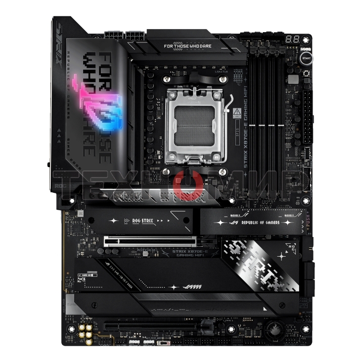 Материнская плата ASUS ROG STRIX X870E-E GAMING WIFI, AM5, AMD X870E, 4xDDR5, 4xSATA, 5xM.2, 1xPCI-E 5.0 x16, 1xPCI-E 4.0 x4, 1xHDMI, 1xUSB-C 3.2 Gen 2, 1xUSB-C 3.2 Gen 2x2, 2xUSB-C 4.0, 1x 5Gb LAN, 9xUSB-A 3.2 Gen 2, 2x3.5 мм, TOSLINK, 1xWi-Fi 7, ATX