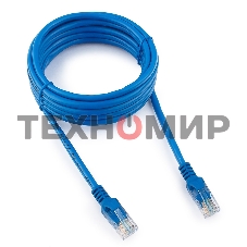 Патч-корд медный UTP Cablexpert PP10-3M/B cat.5e, 3м, литой, многожильный, синий