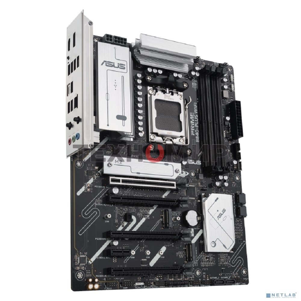 Материнская плата ASUS PRIME B840-PLUS WIFI, AM5, AMD B840, 4xDDR5, 4xSATA, 3xM.2, 1xPCIe 4.0 x16, 1xPCIe 3.0 x16, 2xPCIe 3.0 x16, 1xPCIe 3.0 x1, 1xDP, 1xHDMI, 1x 2.5Gb LAN, 8xUSB-A, 3x3.5 мм, 7.1, ATX