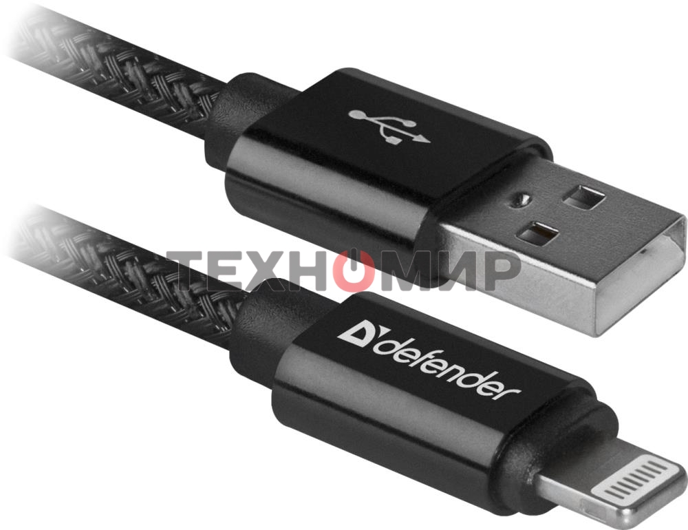 Кабель Defender LIGHTNING TO USB2 1M черный ACH01-03T