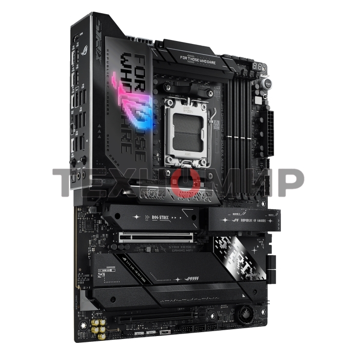 Материнская плата ASUS ROG STRIX X870E-E GAMING WIFI, AM5, AMD X870E, 4xDDR5, 4xSATA, 5xM.2, 1xPCI-E 5.0 x16, 1xPCI-E 4.0 x4, 1xHDMI, 1xUSB-C 3.2 Gen 2, 1xUSB-C 3.2 Gen 2x2, 2xUSB-C 4.0, 1x 5Gb LAN, 9xUSB-A 3.2 Gen 2, 2x3.5 мм, TOSLINK, 1xWi-Fi 7, ATX