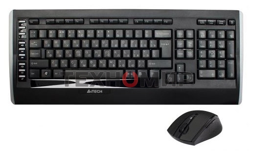Комплект клавиатура+мышь A4TECH 9300F беспроводной, USB, 2000 DPI, чёрный