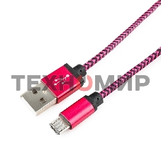 Кабель Gembird USB 2.0 Cablexpert AM/microBM 5P, 1м, нейлоновая оплетка, алюминиевые разъемы, фиолетовый, пакет