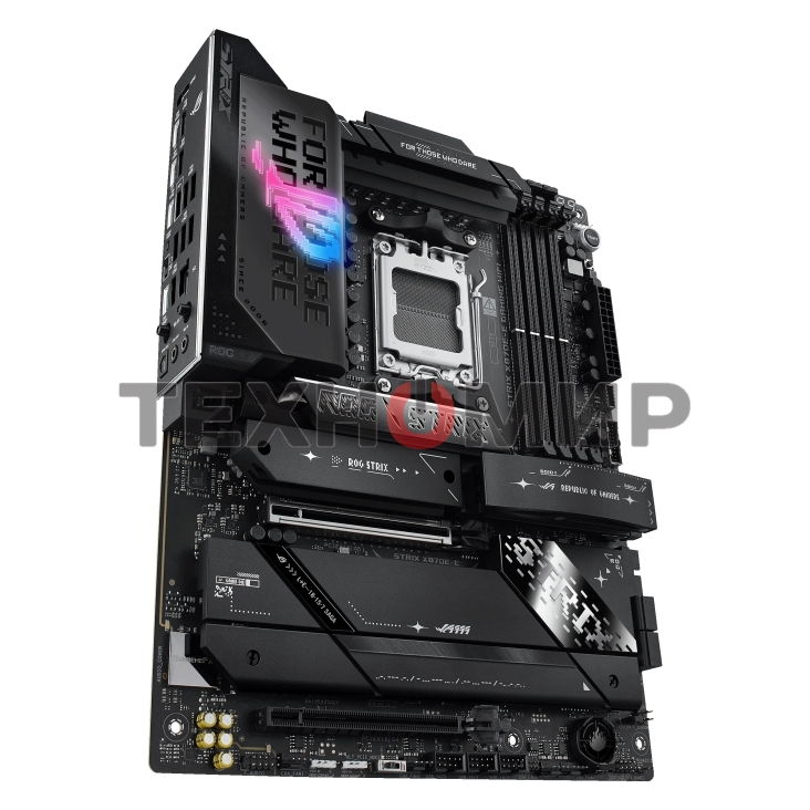 Материнская плата ASUS ROG STRIX X870E-E GAMING WIFI, AM5, AMD X870E, 4xDDR5, 4xSATA, 5xM.2, 1xPCI-E 5.0 x16, 1xPCI-E 4.0 x4, 1xHDMI, 1xUSB-C 3.2 Gen 2, 1xUSB-C 3.2 Gen 2x2, 2xUSB-C 4.0, 1x 5Gb LAN, 9xUSB-A 3.2 Gen 2, 2x3.5 мм, TOSLINK, 1xWi-Fi 7, ATX