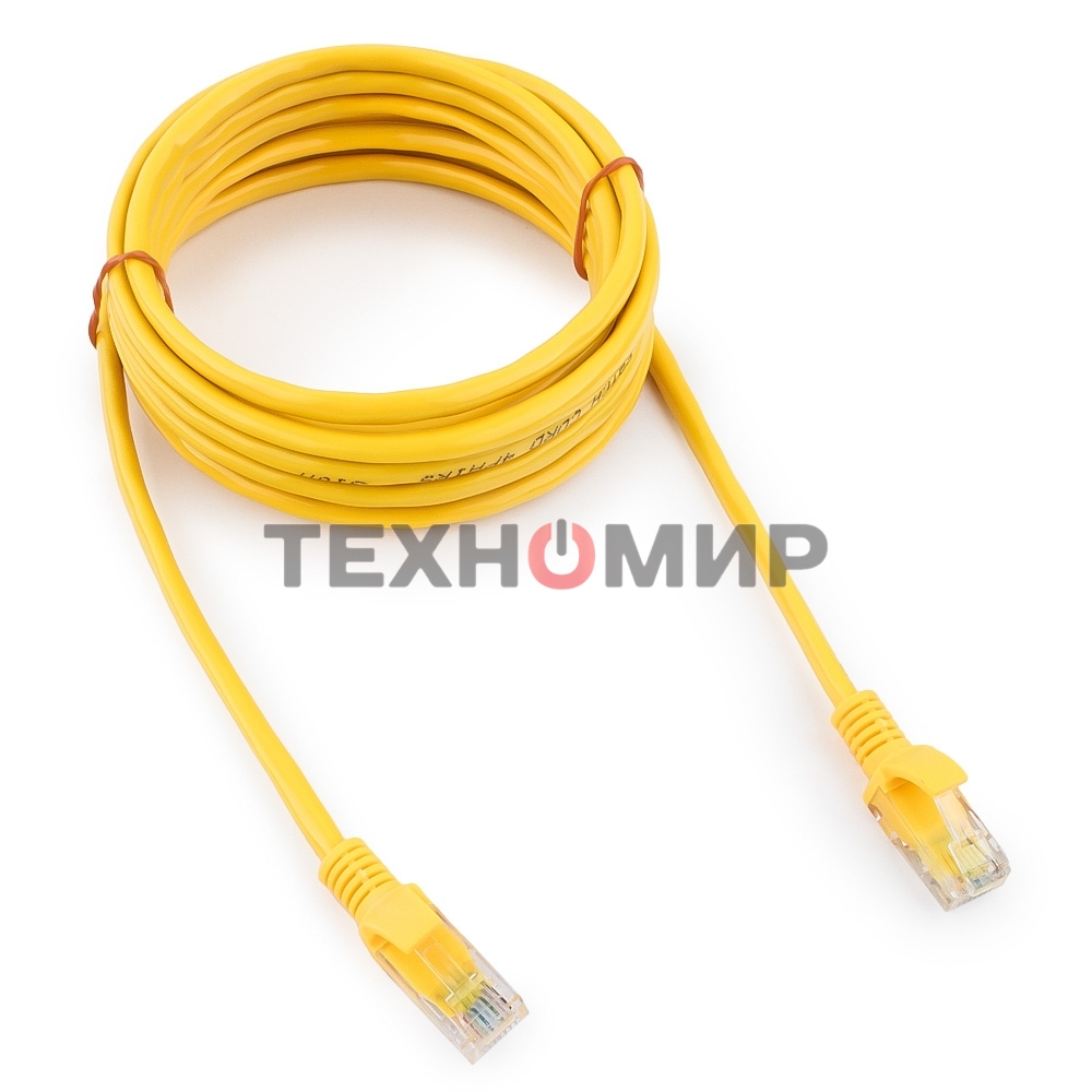 Патч-корд медный UTP Cablexpert PP10-3M/Y cat.5e, 3м, литой, многожильный, желтый