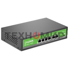 Коммутатор Digma DSP204F-2F-T80 DSP204F-2F-T80 V1 (L2) 6x100 Мбит/с 4PoE 4PoE+ 80W неуправляемый