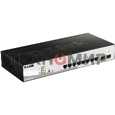 Коммутатор D-Link DGS-1210-10P/FL2A Управляемый L2 коммутатор с 8 портами 10/100/1000Base-T и 2 портами 1000Base-X SFP (8 портов PoE 802.3af/at, PoE бюджет 65 Вт)