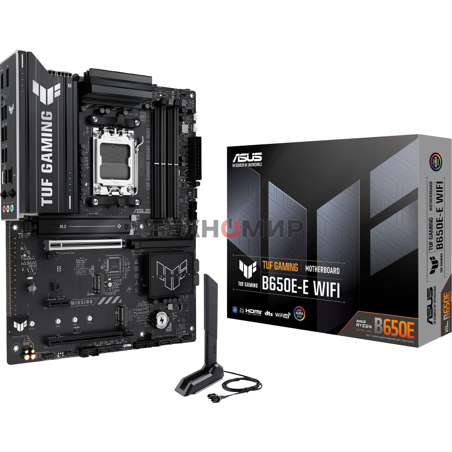 Материнская плата ASUS TUF GAMING B650-E WIFI, AM5, AMD B650, 4xDDR5, 4xSATA, 3xM.2, 1xPCIe 4.0 x16, 1xPCIe 4.0 x16, 1xPCIe x1, 1xDP, 1xHDMI, 1x2.5Gb LAN, Wi-Fi 6E, Bluetooth 5.3, 2xUSB-C (1x10Gbps, 1x20Gbps), 3xUSB-A 5Gbps, 2xUSB-A 10Gbps, 3xUSB-A 2.0, 5