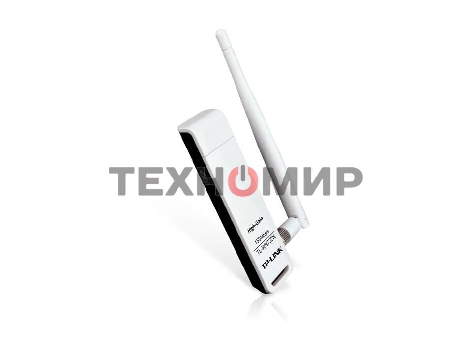 Адаптер TP-Link SOHO TL-WN722N 150Mbps High Gain Wireless N USB Adapter with Cradle, 1T1R, 2.4GHz, 802.11n/g/b, 1 detachable antenna