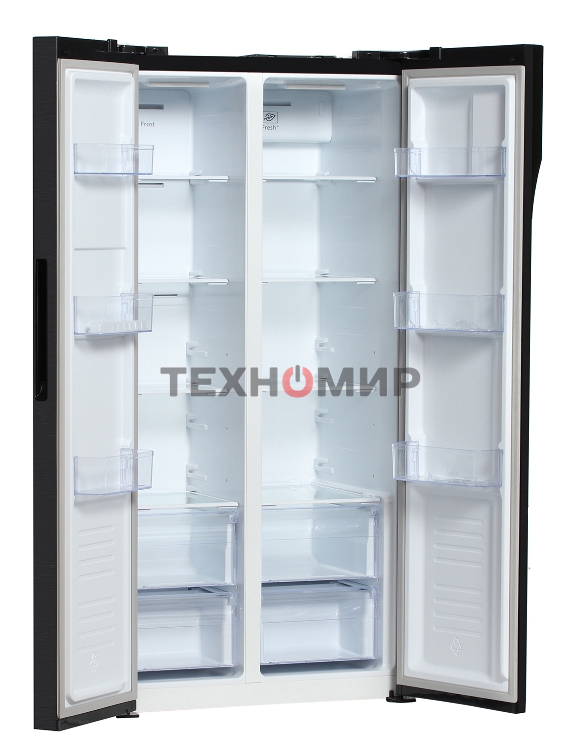 Холодильник Hyundai CS4505F черная сталь двухкамерный Side by Side 271/165л морозилка сбоку