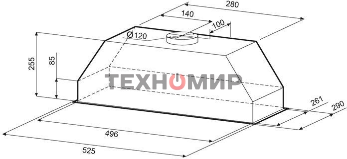 Вытяжка встраиваемая Krona Runa 600 S нержавеющая сталь, 60 см, 650 куб. м/ч, 48 дБ