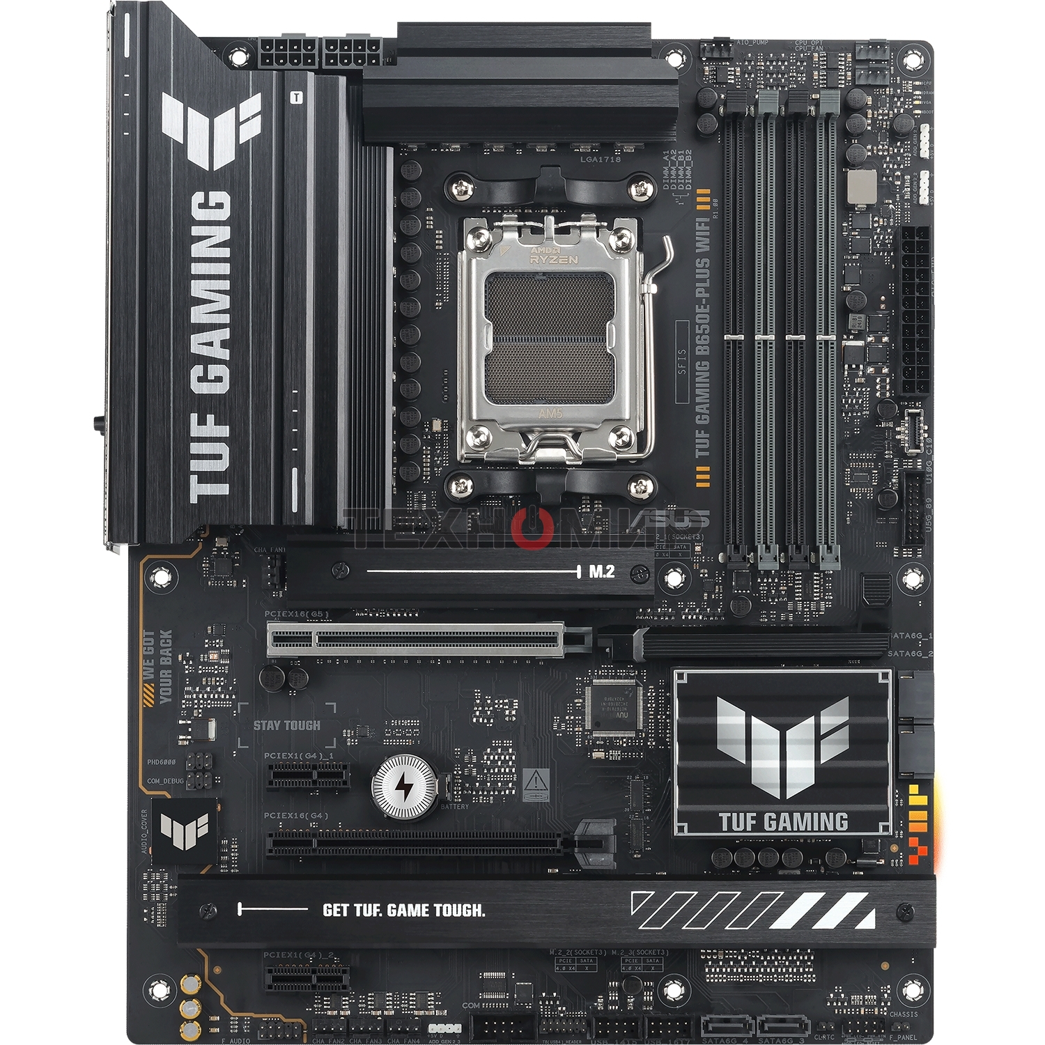 Материнская плата ASUS TUF GAMING B650E-PLUS WIFI, AM5, AMD B650, 4xDDR5, 4xSATA, 3xM.2, 1xPCIe 5.0 x16, 1xPCIe 4.0 x4, 2xPCIe 4.0 x1, 1xDisplayPort, 1xHDMI, 1x2.5Gb LAN, Wi-Fi 6E, Bluetooth 5.3, 1xUSB-C 20Gbps, 3xUSB-A 10Gbps, 6xUSB-A 2.0, 5x3.5 мм, 7.1,