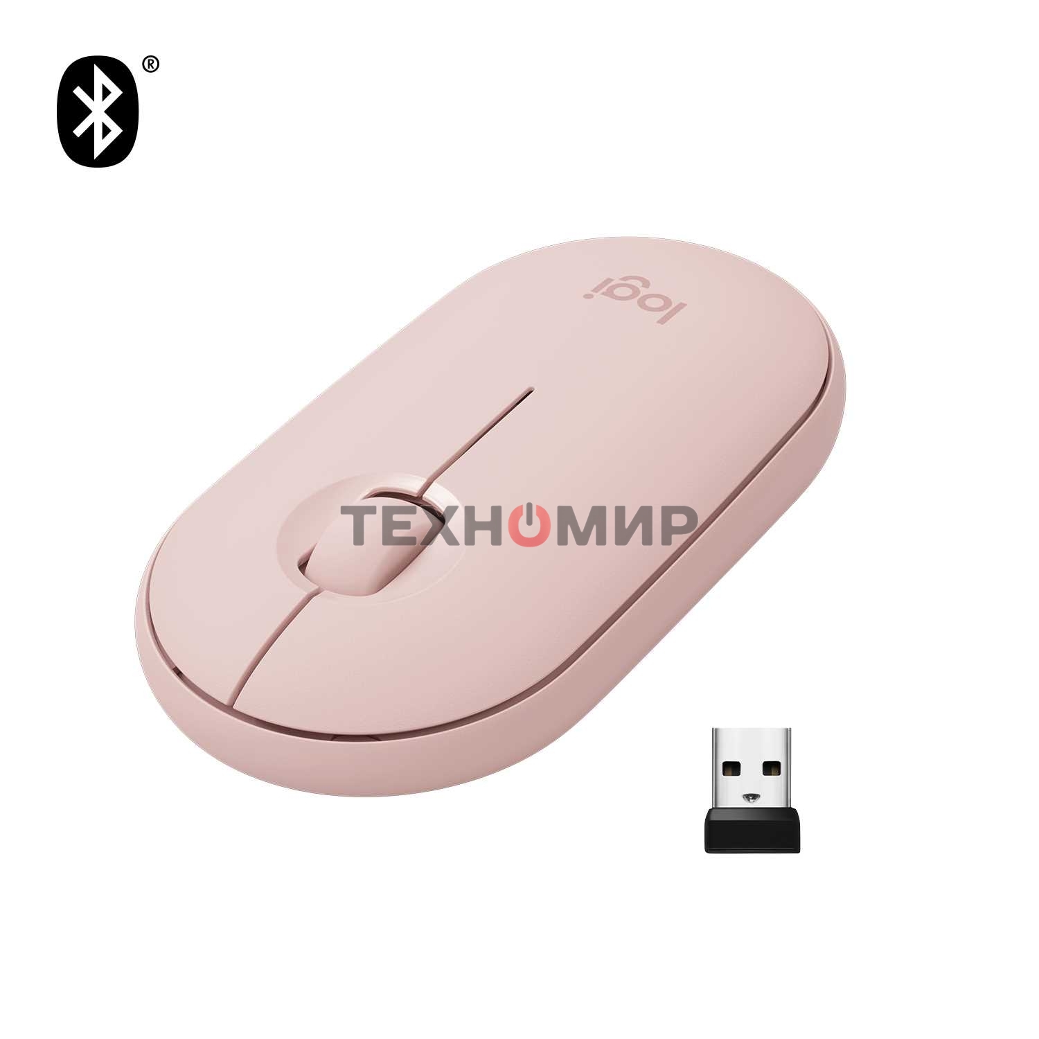 Мышь беспроводная Logitech Pebble M350 розовый, 1000 dpi, радиоканал, Bluetooth, USB, кнопки - 3