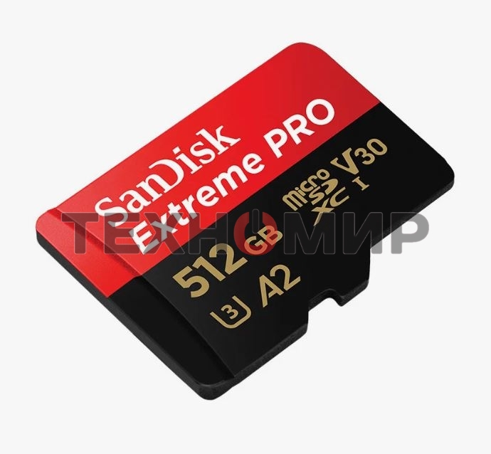 Флеш карта microSD 512Gb SanDisk microSDXC Class 10 UHS-I A2 C10 V30 U3 Extreme Pro (SD адаптер) 200Mb/s