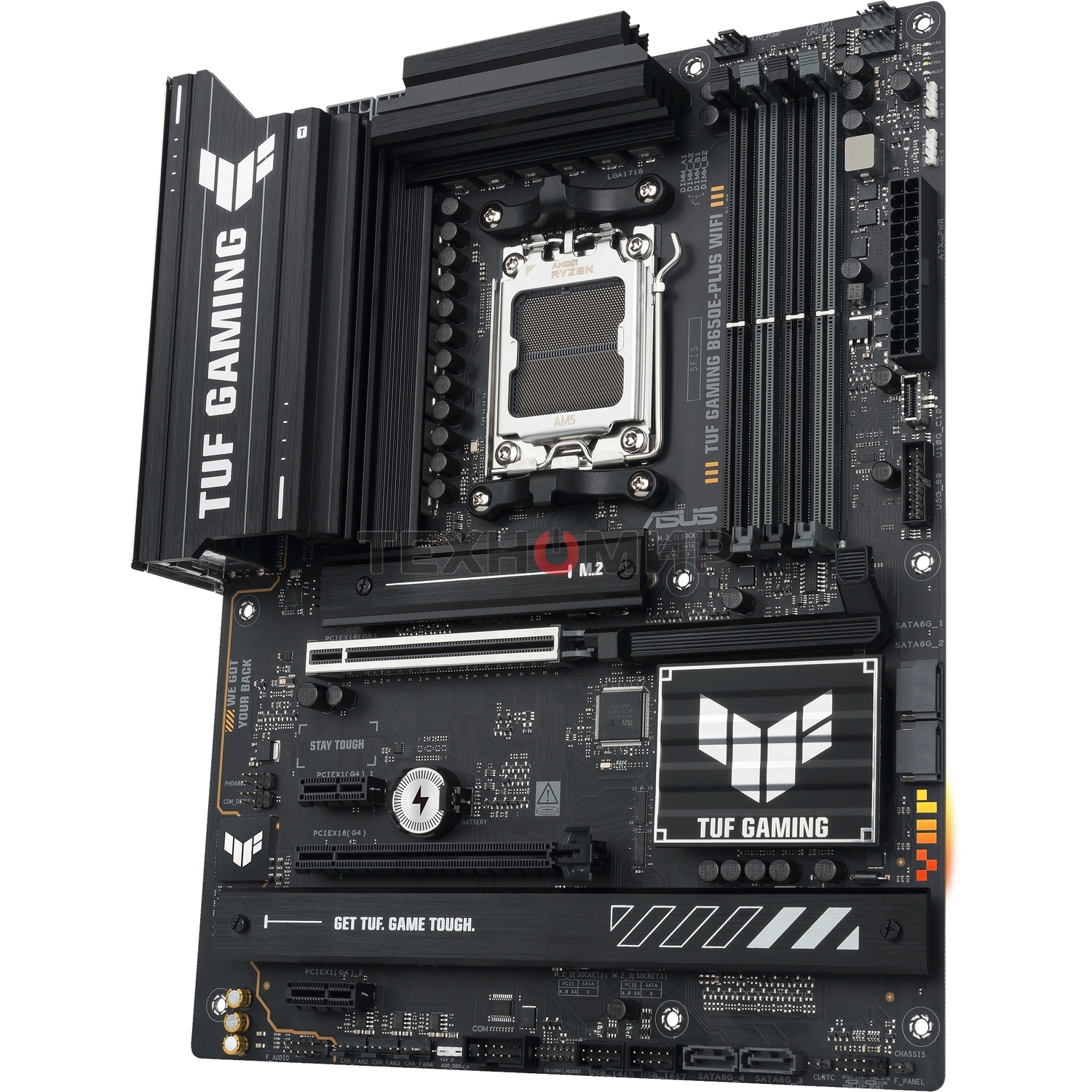 Материнская плата ASUS TUF GAMING B650E-PLUS WIFI, AM5, AMD B650, 4xDDR5, 4xSATA, 3xM.2, 1xPCIe 5.0 x16, 1xPCIe 4.0 x4, 2xPCIe 4.0 x1, 1xDisplayPort, 1xHDMI, 1x2.5Gb LAN, Wi-Fi 6E, Bluetooth 5.3, 1xUSB-C 20Gbps, 3xUSB-A 10Gbps, 6xUSB-A 2.0, 5x3.5 мм, 7.1,