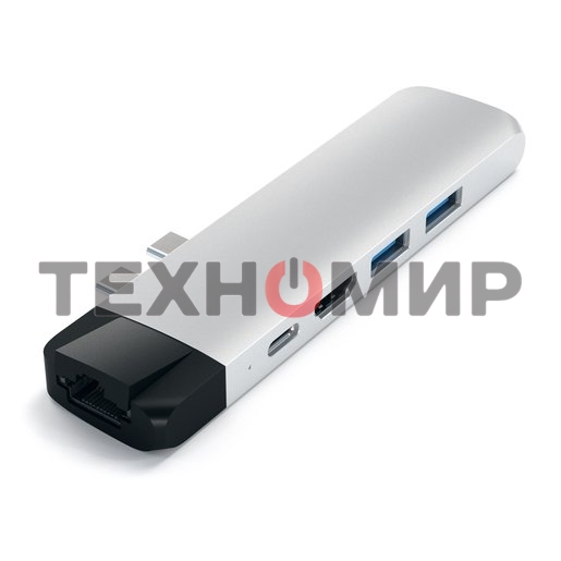 USB-концентратор Satechi Aluminum Pro Hub with Ethernet для 2016/2017 MacBook Pro 13” и 15”, серебряный.