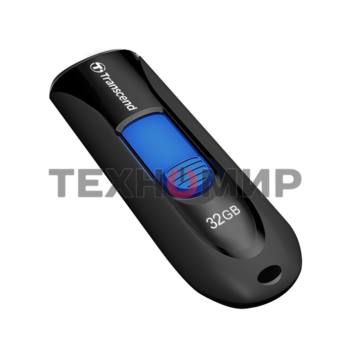 Флешка USB Transcend Jetflash 790 (TS32GJF790K), 32Gb, USB 3.0, R/W 70/25, черный/синий