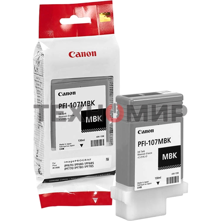 Картридж струйный Canon PFI-107MBK (6704B001) черный матовый (130 мл) для Canon iP F680/685/780/785