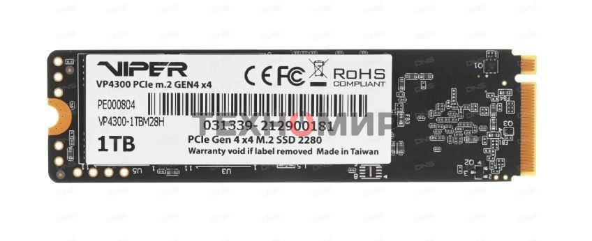 Накопитель SSD Patriot Viper VP4300 Lite, 1Tb, PCIe 4.0 x4, M.2 2280, NVMe, R/W 7400/6400, с радиатором