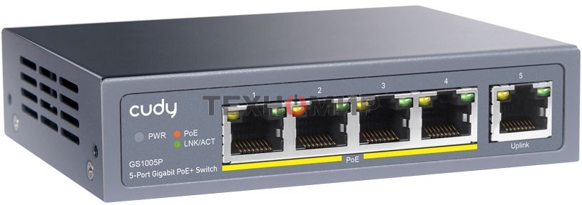 Коммутатор Cudy GS1005P (L2) 5x1 Гбит/с 5PoE 60W неуправляемый