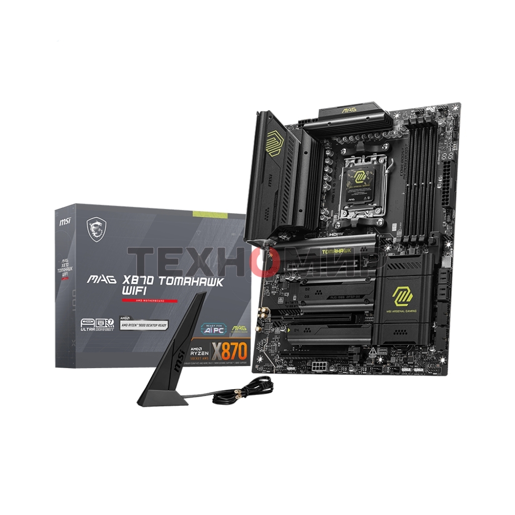 Материнская плата MSI MAG X870 TOMAHAWK WIFI, AM5, AMD X870, 4xDDR5, 4xSATA, 4xM.2, 1xPCI-E 3.0 x1, 1xPCI-E 4.0 x4, 1xPCI-E 5.0 x16, 1xHDMI, 2xUSB Type-C, 1x2.5Gb LAN, 2xUSB-A 3.2 Gen 1, 2xUSB-A 3.2 Gen 2, 2x3.5 мм, 7.1, Standard-ATX