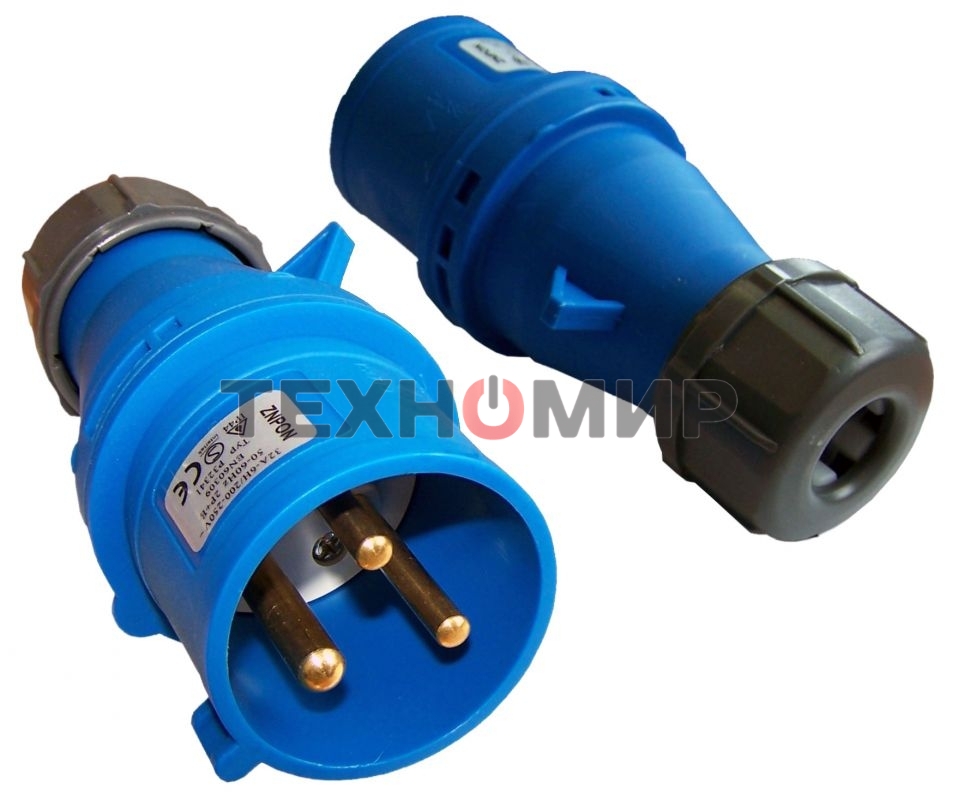 Вилка Lanmaster LAN-IEC-309-32A1P/M IEC 309 32A 250V blue