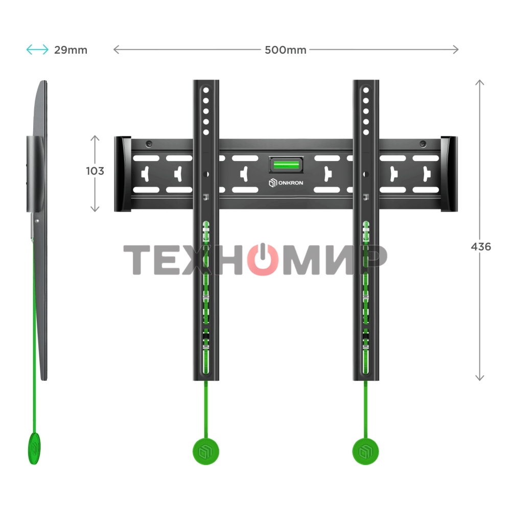 Кронштейн ONKRON FM5/32-55'' макс 400x400 наклон 0º от стены: 29мм макс вес 56,8кг