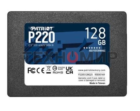 Накопитель SSD Patriot P220, 128Gb, SATA III, 2.5