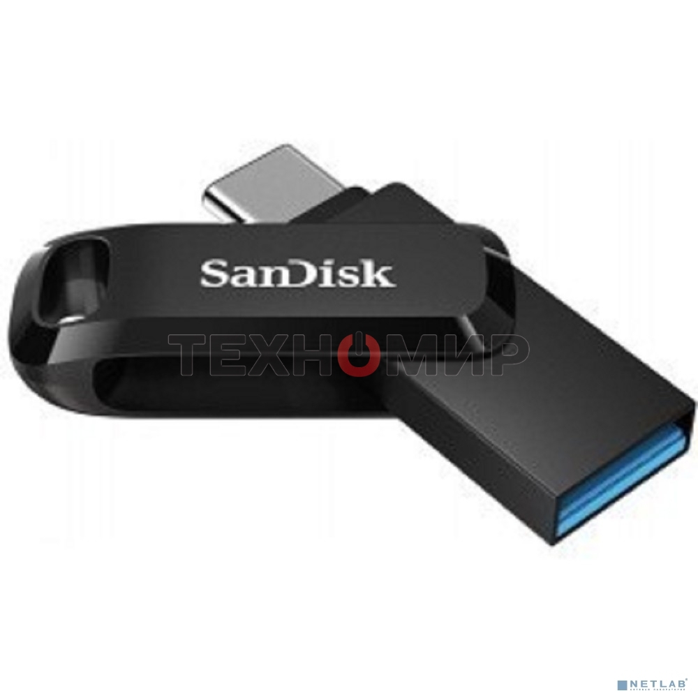 Флешка USB SanDisk DDC3 Ultra Dual Go (SDDDC3-064G-G46), 64Gb, USB 3.1/USB Type-C, R/W 150/30, черный