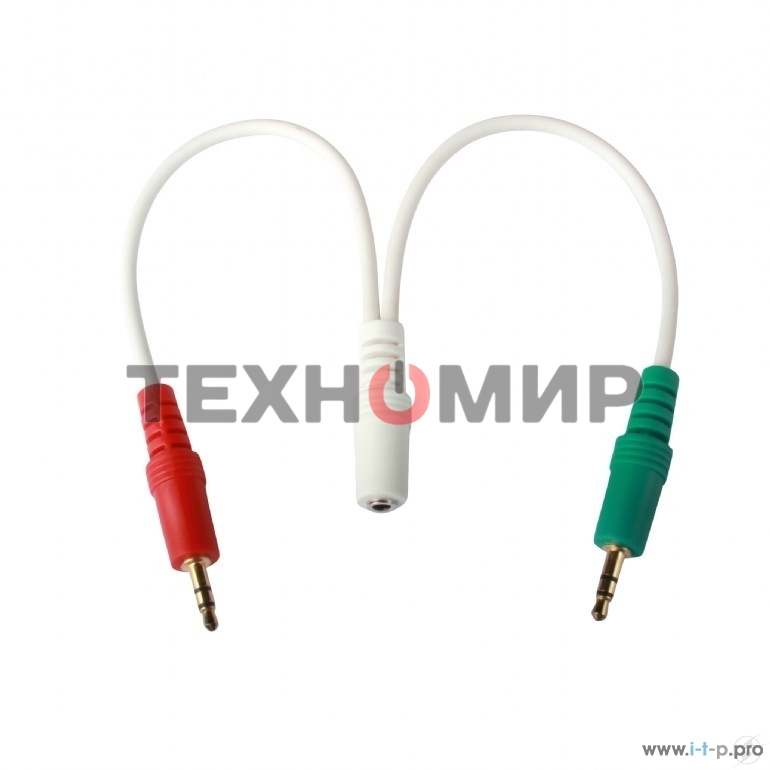 Кабель аудио сигнала Cablexpert, Jack3.5 нушники + 3.5 микрофон-> Jack3.5 4pin, длина 20 см, белый
