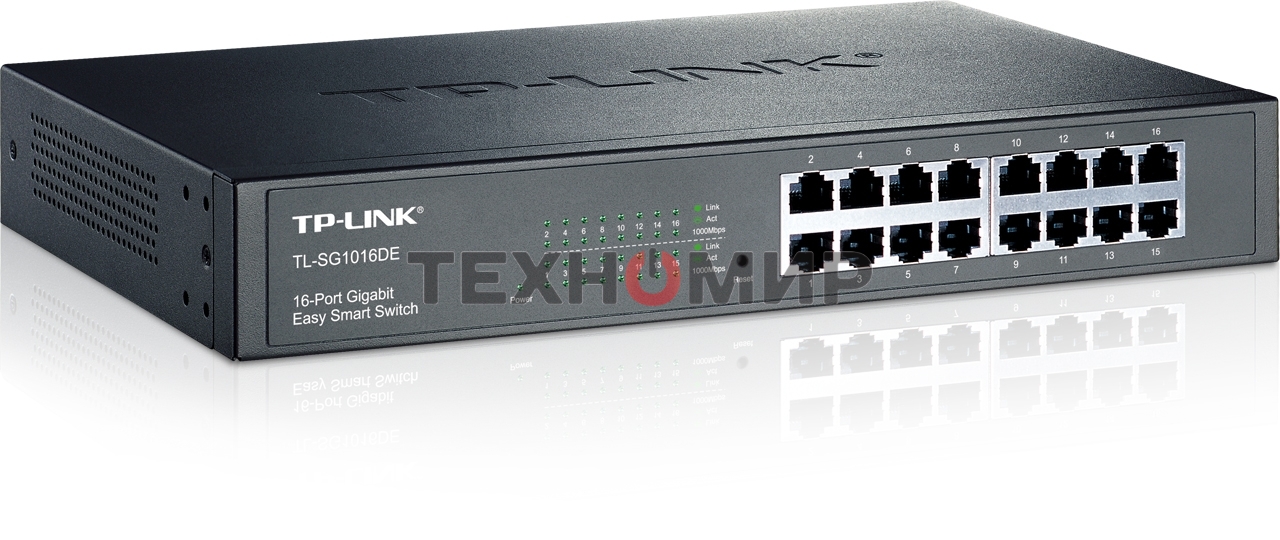 Коммутатор сетевой TP-Link SMB TL-SG1016DE 16-Port Gigabit Easy Smart Switch, 16 10/100/100Mbps RJ45 ports, MTU/Port/Tag-based VLAN, QoS, IGMP Snooping