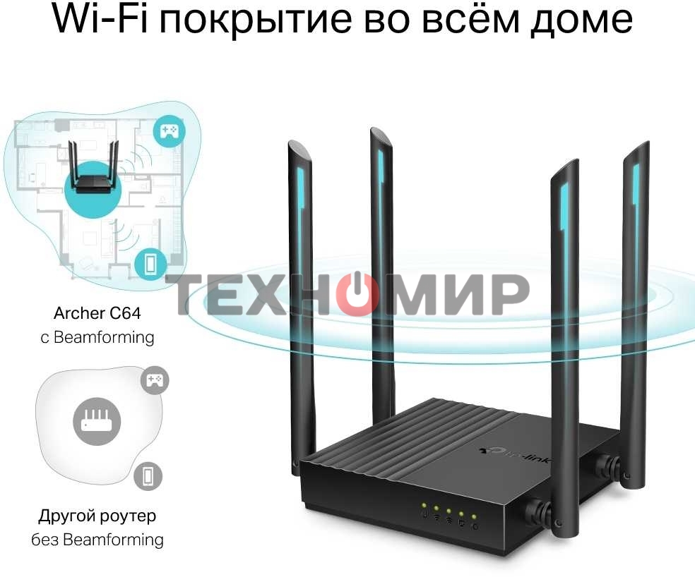 Беспроводной двухдиапазонный MU-MIMO маршрутизатор TP-Link Archer C64 AC1200
