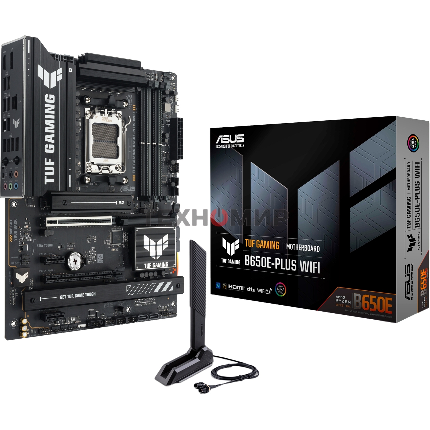 Материнская плата ASUS TUF GAMING B650E-PLUS WIFI, AM5, AMD B650, 4xDDR5, 4xSATA, 3xM.2, 1xPCIe 5.0 x16, 1xPCIe 4.0 x4, 2xPCIe 4.0 x1, 1xDisplayPort, 1xHDMI, 1x2.5Gb LAN, Wi-Fi 6E, Bluetooth 5.3, 1xUSB-C 20Gbps, 3xUSB-A 10Gbps, 6xUSB-A 2.0, 5x3.5 мм, 7.1,