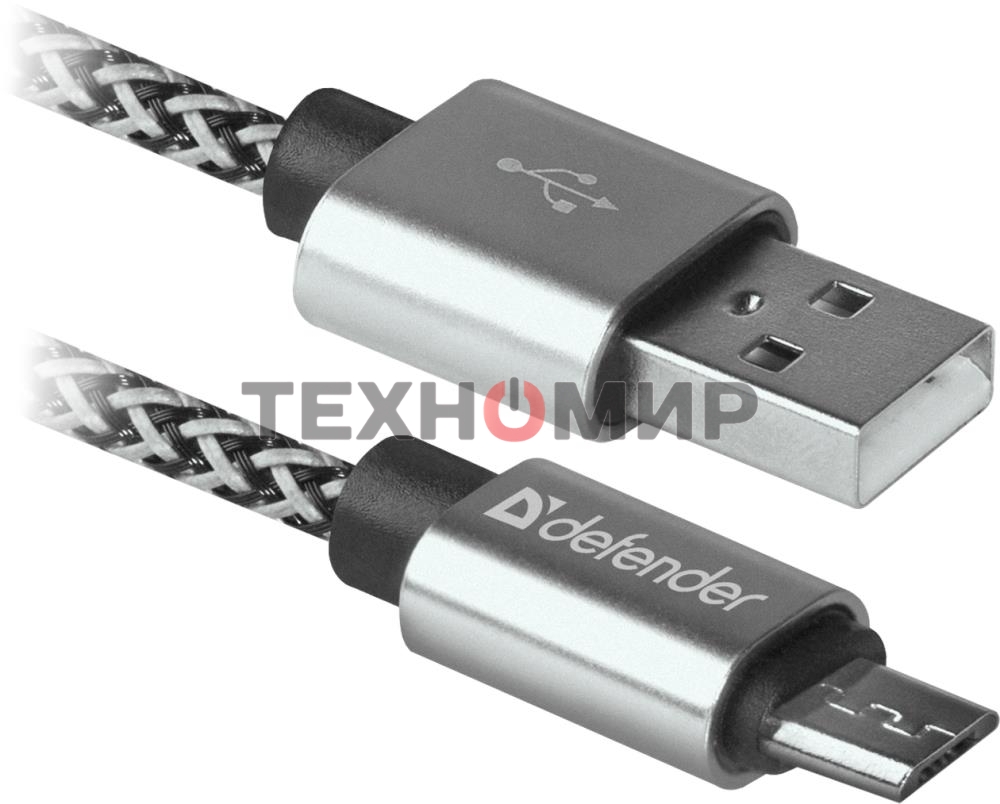 Кабель Defender USB08-03T PRO USB2.0 белый, AM-MicroBM, 1m, 2.1A