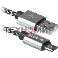 Кабель Defender USB08-03T PRO USB2.0 белый, AM-MicroBM, 1m, 2.1A