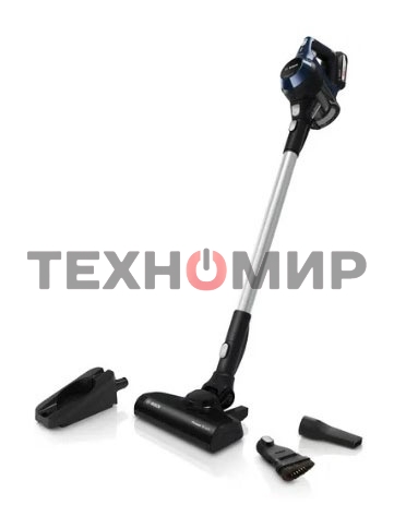 Пылесос вертикальный Bosch Unlimited BCS611P4A POWER FOR ALL 18V синий/черный, питание от аккумулятора, уборка сухая, работа от АКБ max 30 мин