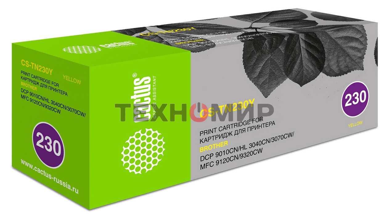 Картридж лазерный Cactus CS-TN230Y желтый (1400 стр.) для Brother HL-3040/3070, DCP-9010, MFC-9120/9320