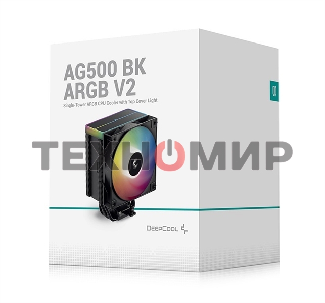 Кулер для процессора DEEPCOOL AG500 BK ARGb V2 черный 120мм алюминий+медь 1900rpm 29.4db 40pin 240W 160мм