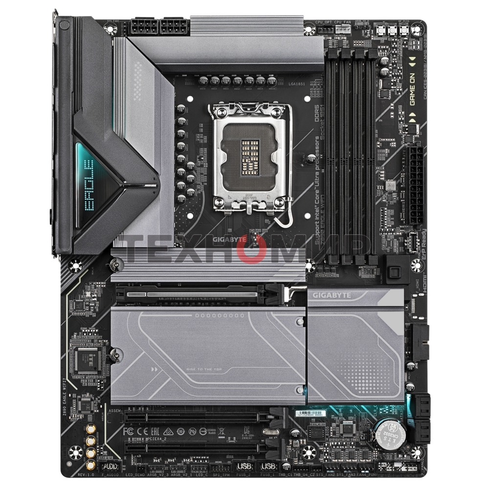 Материнская плата Gigabyte Z890 EAGLE WIFI7, LGA 1851, Intel Z890, 4xDDR5, 4xSATA, 4xM.2, 1xPCIe 5.0 x16, 2xPCIe 4.0 x4, 1xDP, 1xUSB-C, 1x 2.5Gb LAN, 4xUSB-A 3.2 Gen 1, 2xUSB-A 3.2 Gen 2, 3x3.5 мм, 7.1, 1xUSB4, ATX