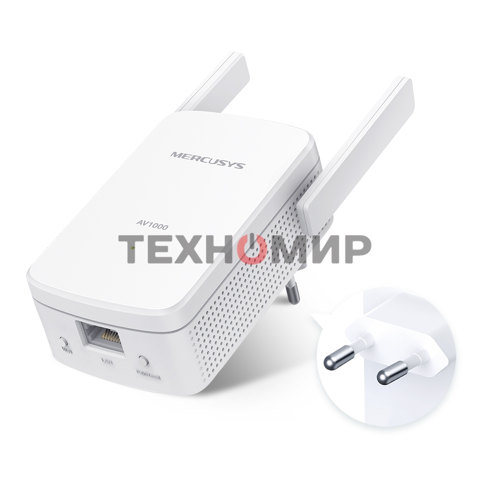 Комплект гигабитных Wi-Fi адаптеров Mercusys Powerline AV1000 Powerline kit with 300Mbps Wi-Fi, plug and play, up to 300 meters over an existing electrical circuit, the kit includes a MP510 and a MP500.