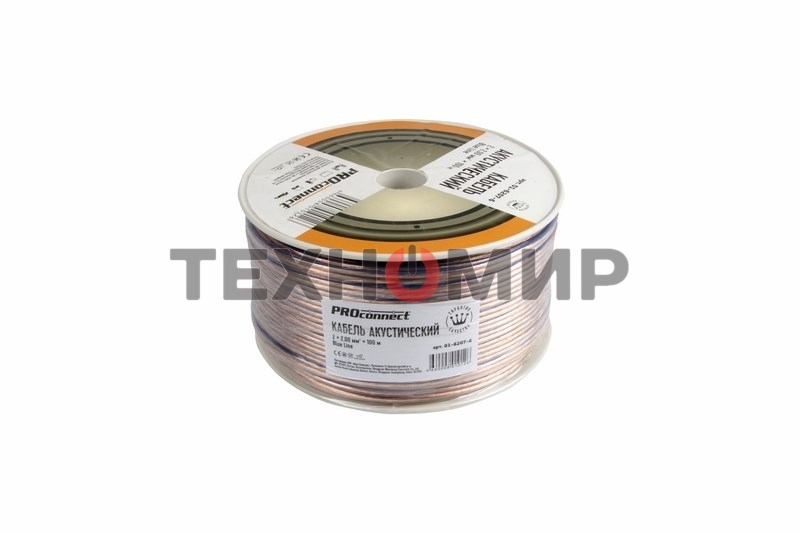 Кабель акустический PROconnect 2х2,00 мм², прозрачный BLUELINE, бухта 100 м